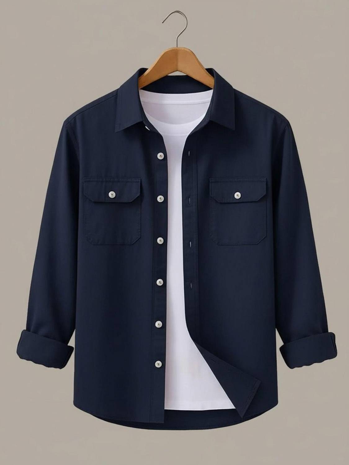 DIMMY Men Solid Casual Blue Shirt