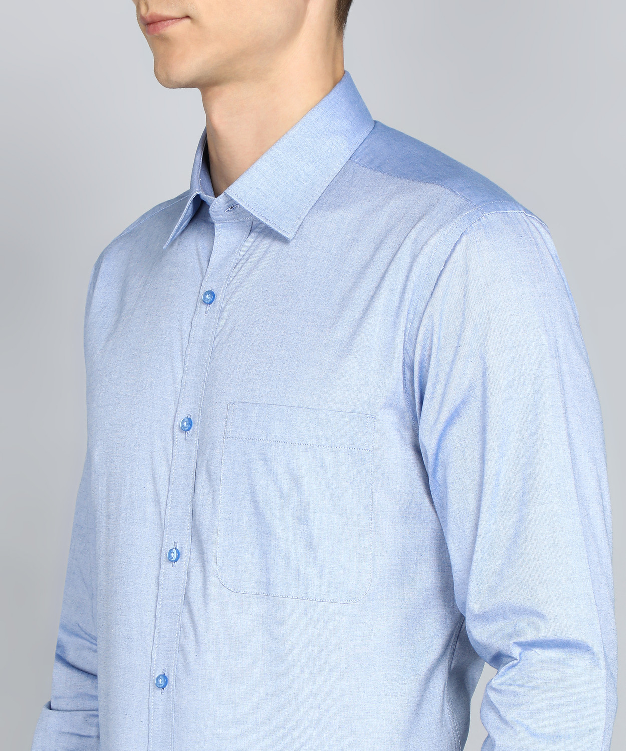 Image of Raymond Men Self Design Formal Blue Shirt