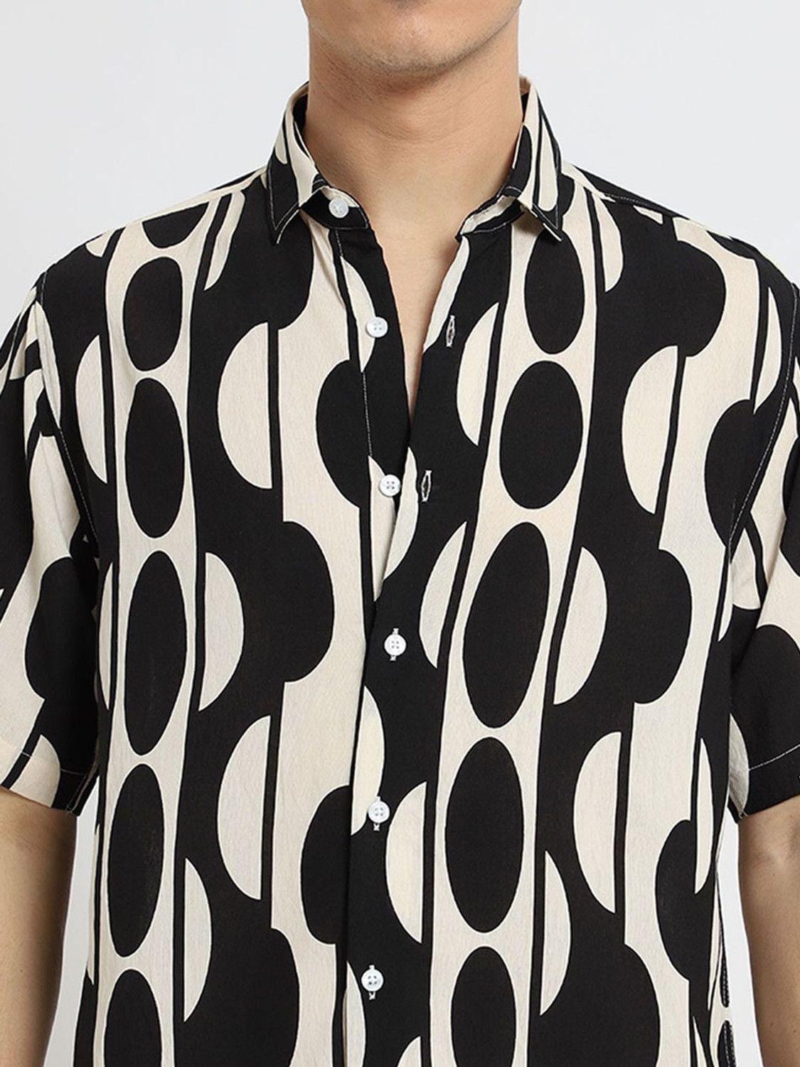 Image of Banana Club Men Printed Casual Black Shirt