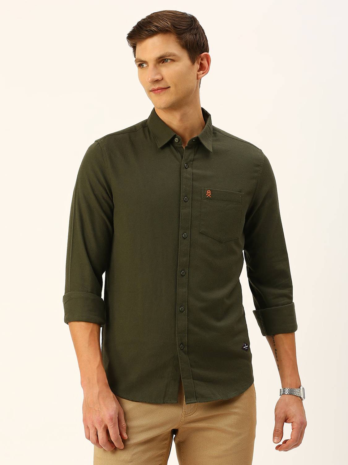 THOMAS SCOTT Men Dark Green Casual Shirt - Image 1