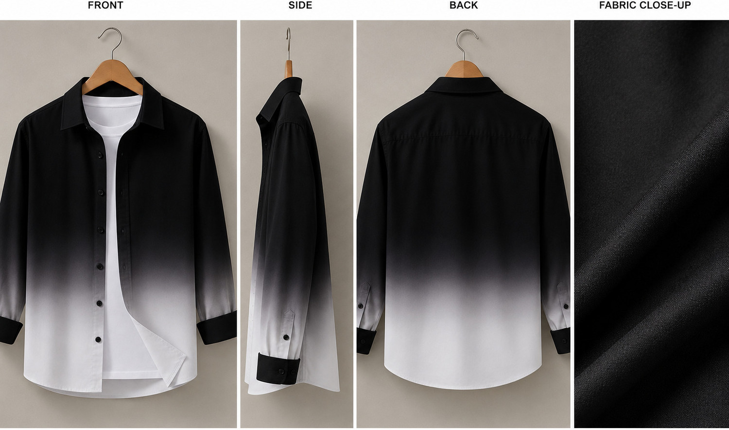 Image of Kizyoo Men Dyed /Ombre Party Black, White Shirt