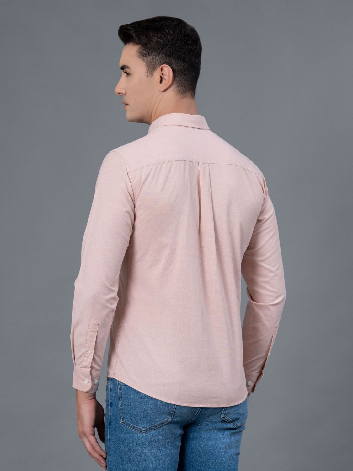 Image of RED TAPE Men Solid Casual Pink Shirt