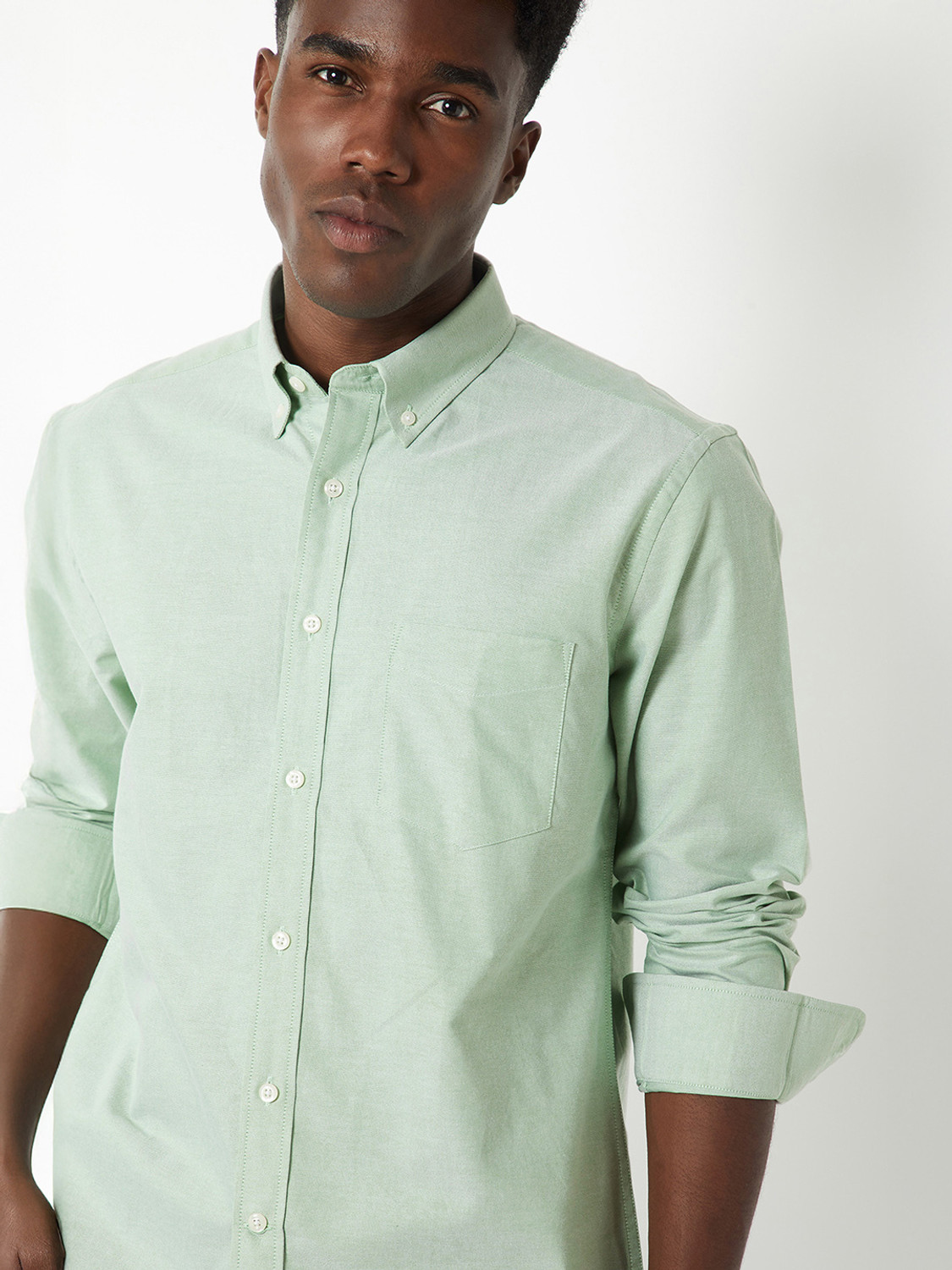 Image of MAX Men Solid Casual Green Shirt