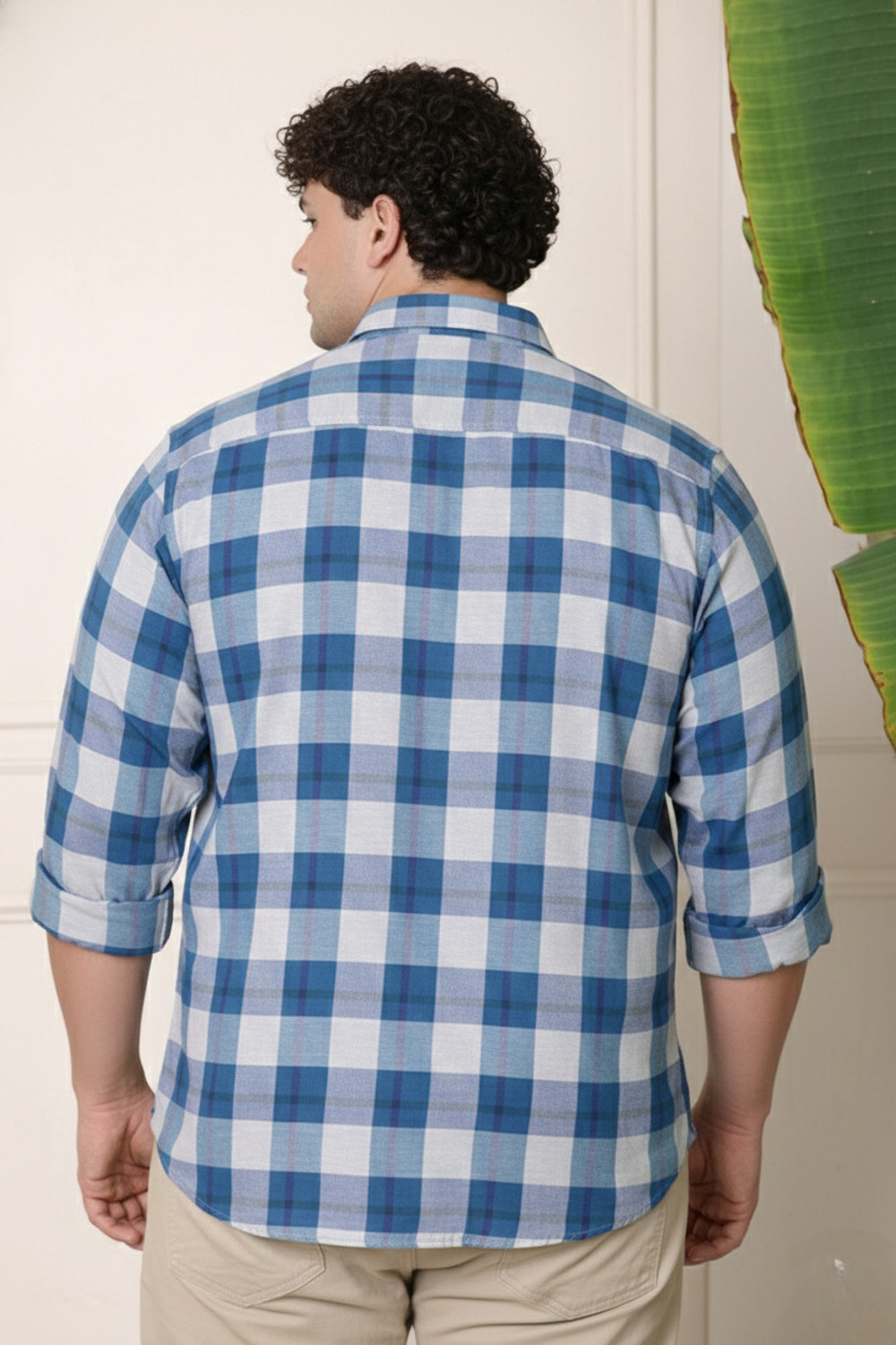 Image of METRONAUT PLUS Men Checkered Casual Blue Shirt