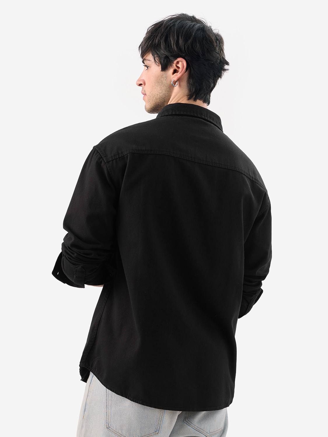 Image of The Souled Store Men Solid Casual Black Shirt