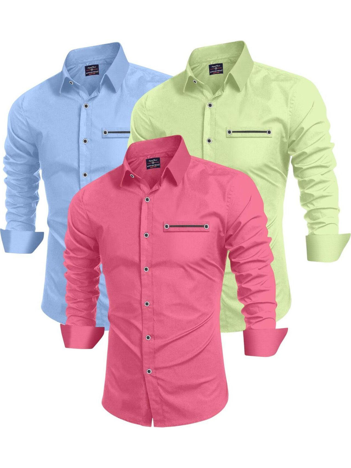 Image of SNKV TRENDS Men Solid Formal Multicolor Shirt