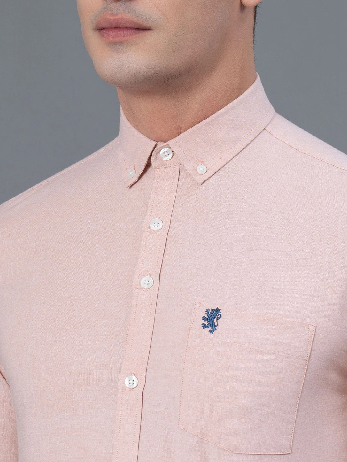 Image of RED TAPE Men Solid Casual Pink Shirt