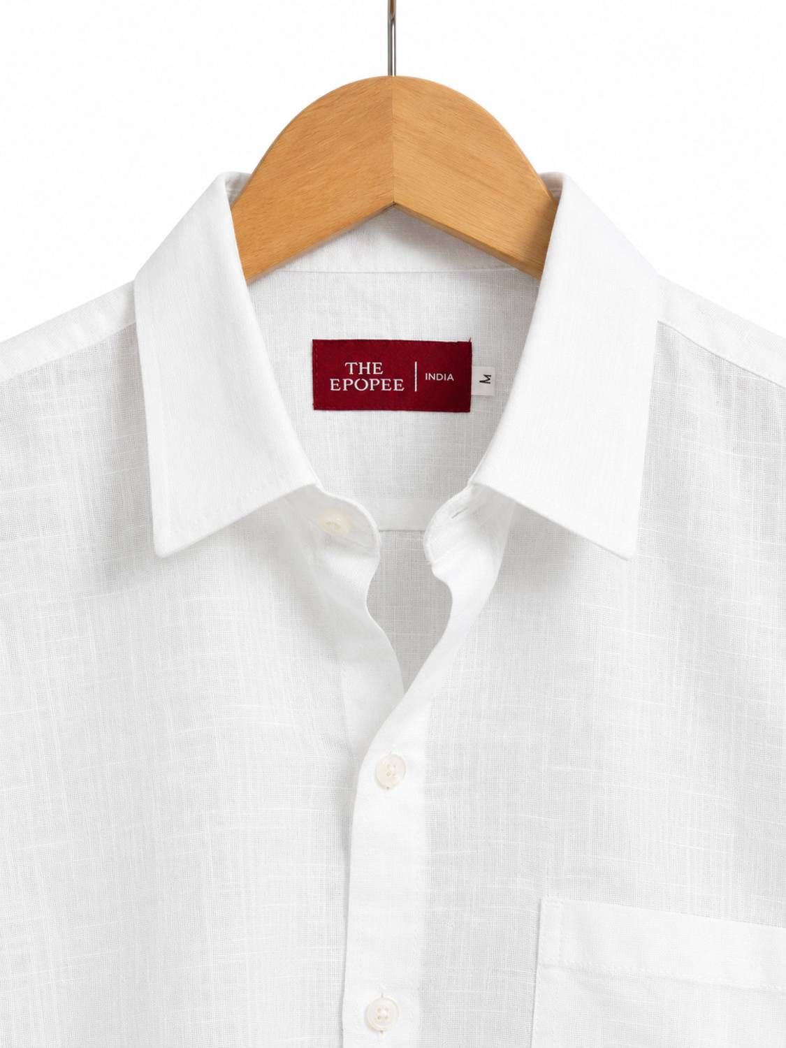THE EPOPEE Men Solid Casual White Shirt - Image 4