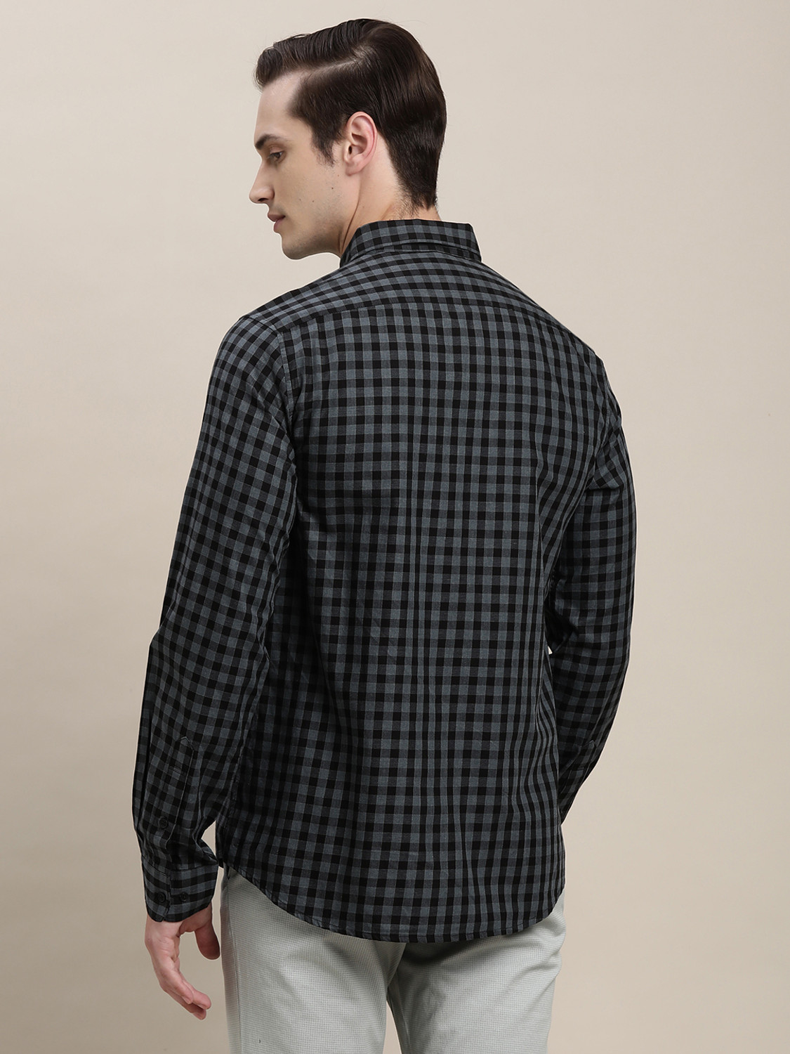 Image of TURTLE Men Checkered Casual Black Shirt