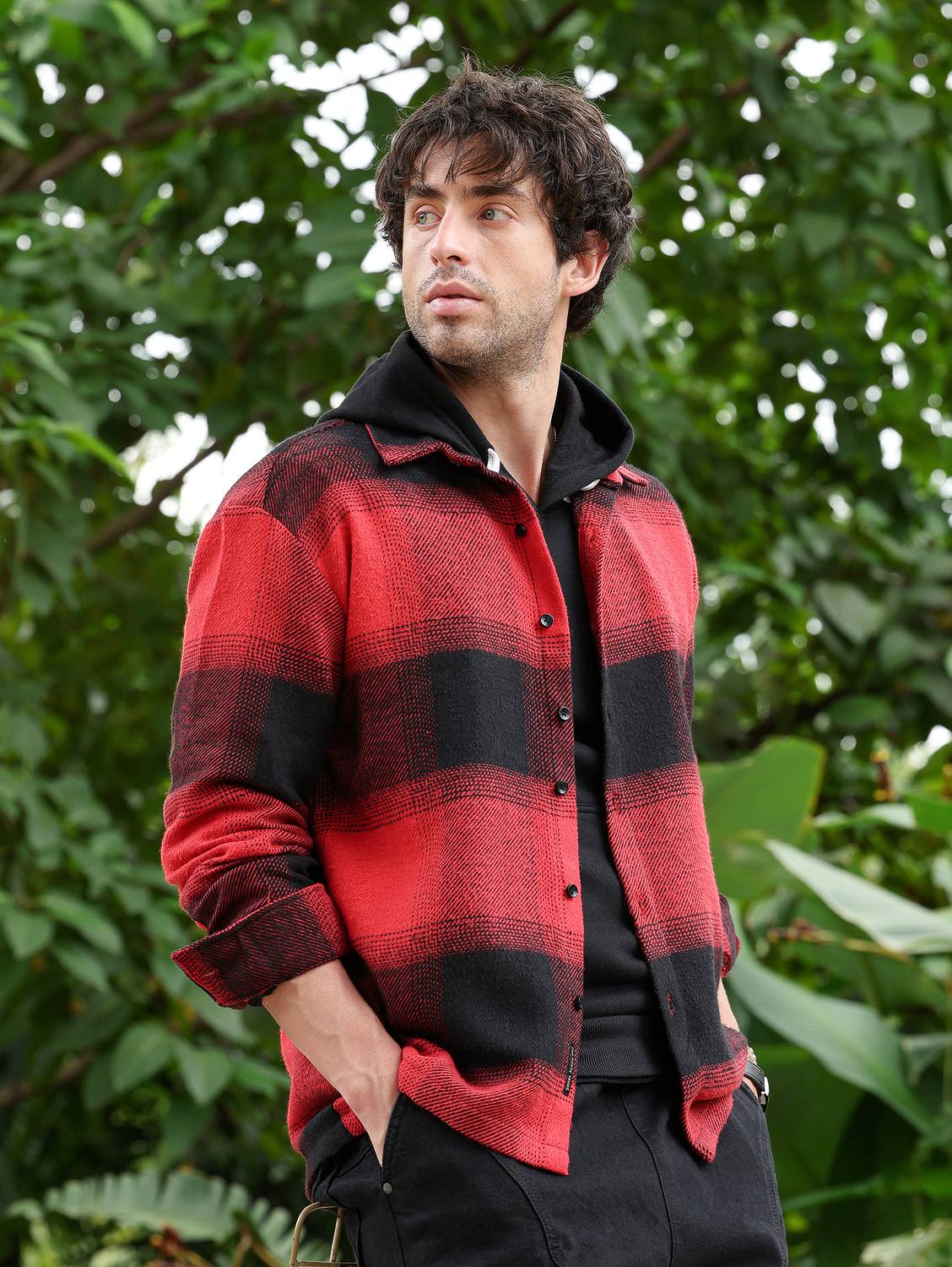 CAHOOT Men Checkered Casual Red Shirt - Image 1