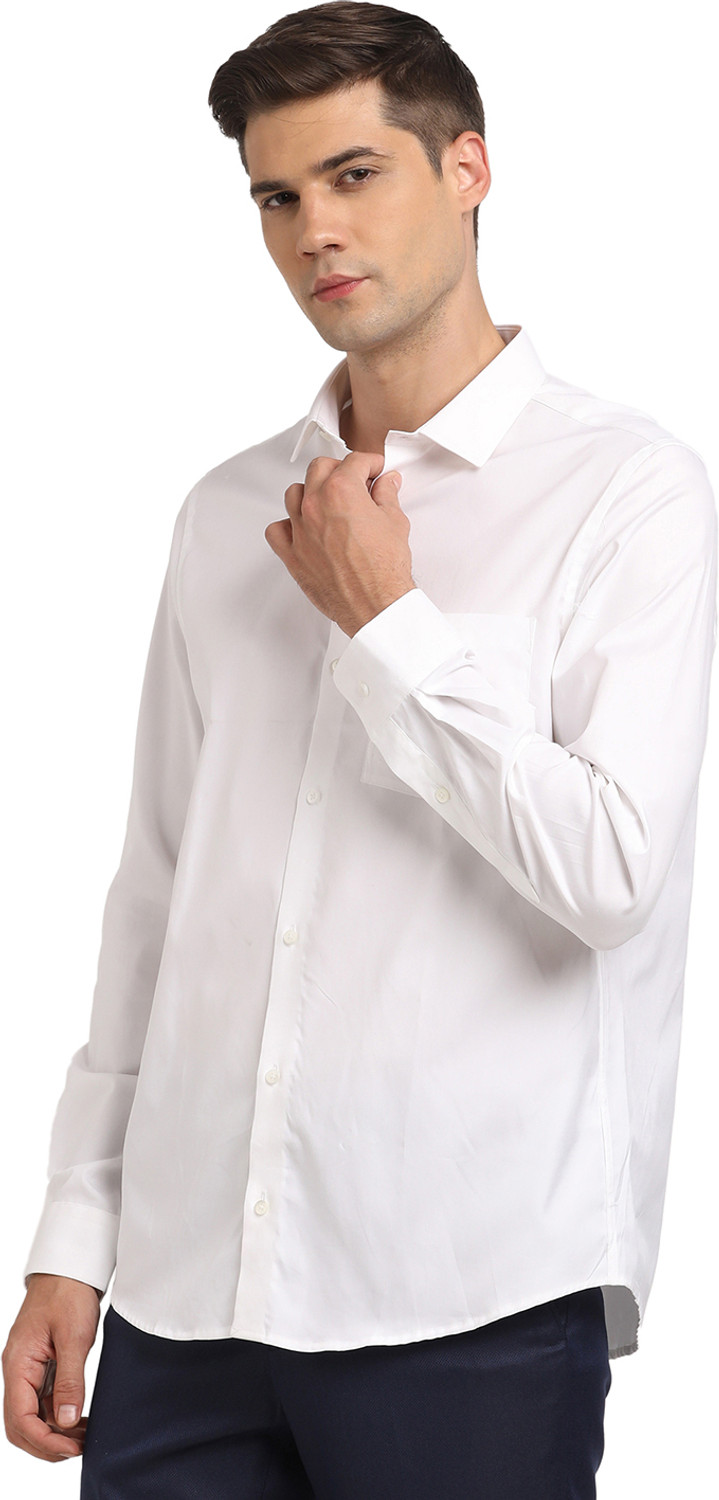Image of TURTLE Men Solid Formal White Shirt