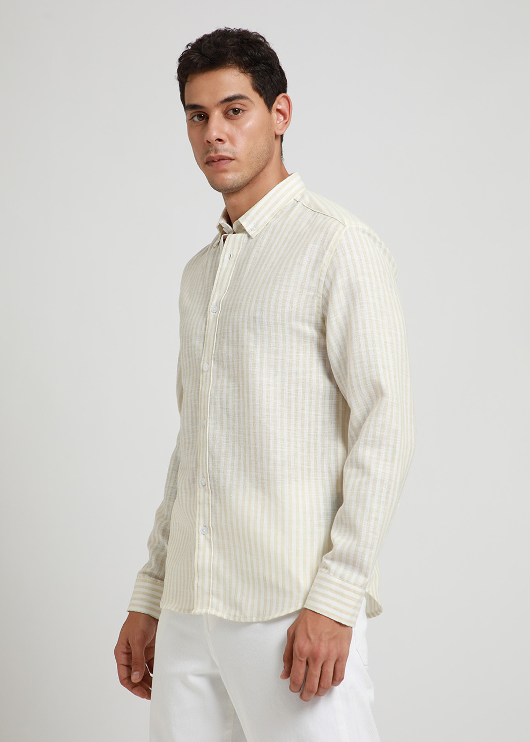 Image of Banana Club Men Self Design Casual Beige Shirt