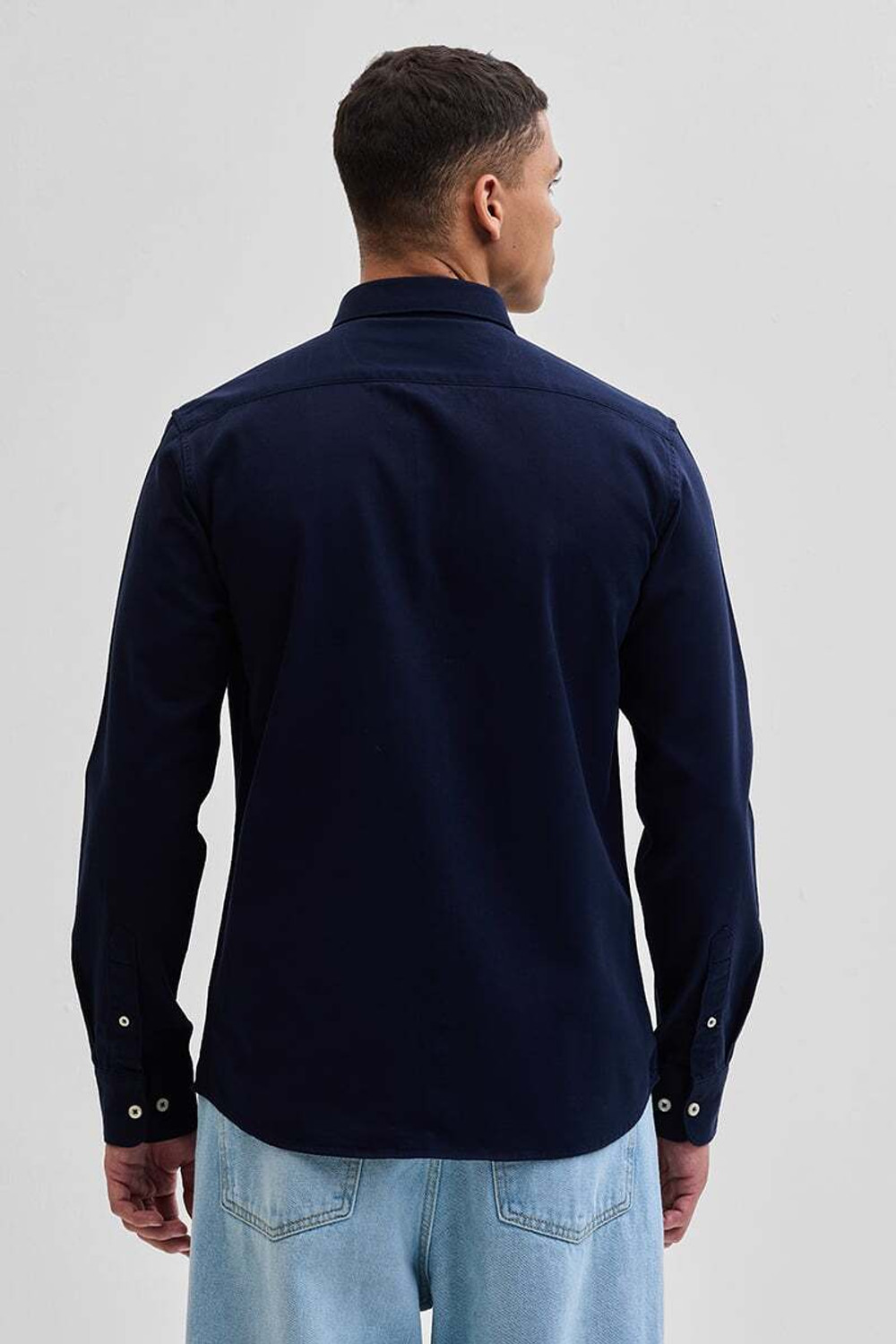 Image of Snitch Men Solid Casual Blue Shirt