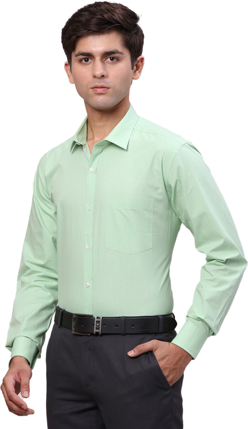 Image of PARK AVENUE Men Self Design Formal Green Shirt