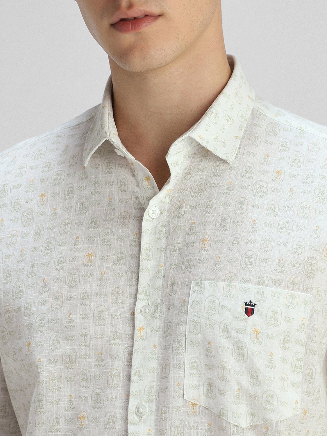 Image of LOUIS PHILIPPE Men Printed Casual White Shirt