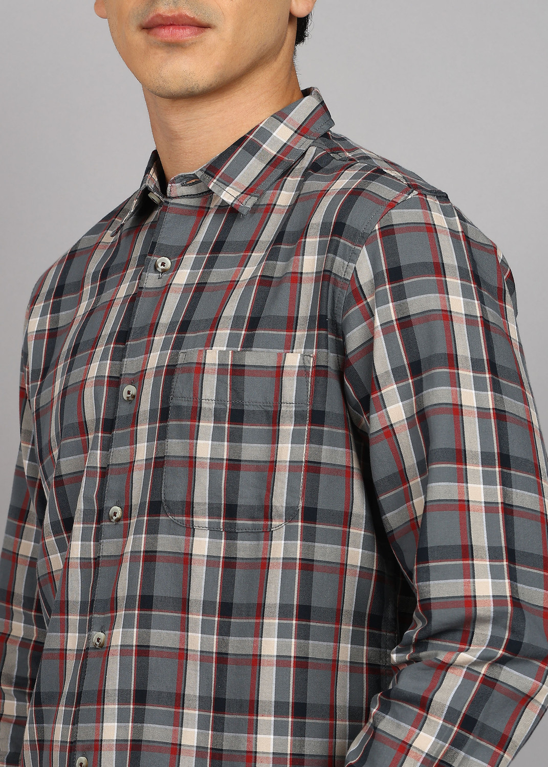 Image of FLYING MACHINE Men Checkered Casual Multicolor Shirt