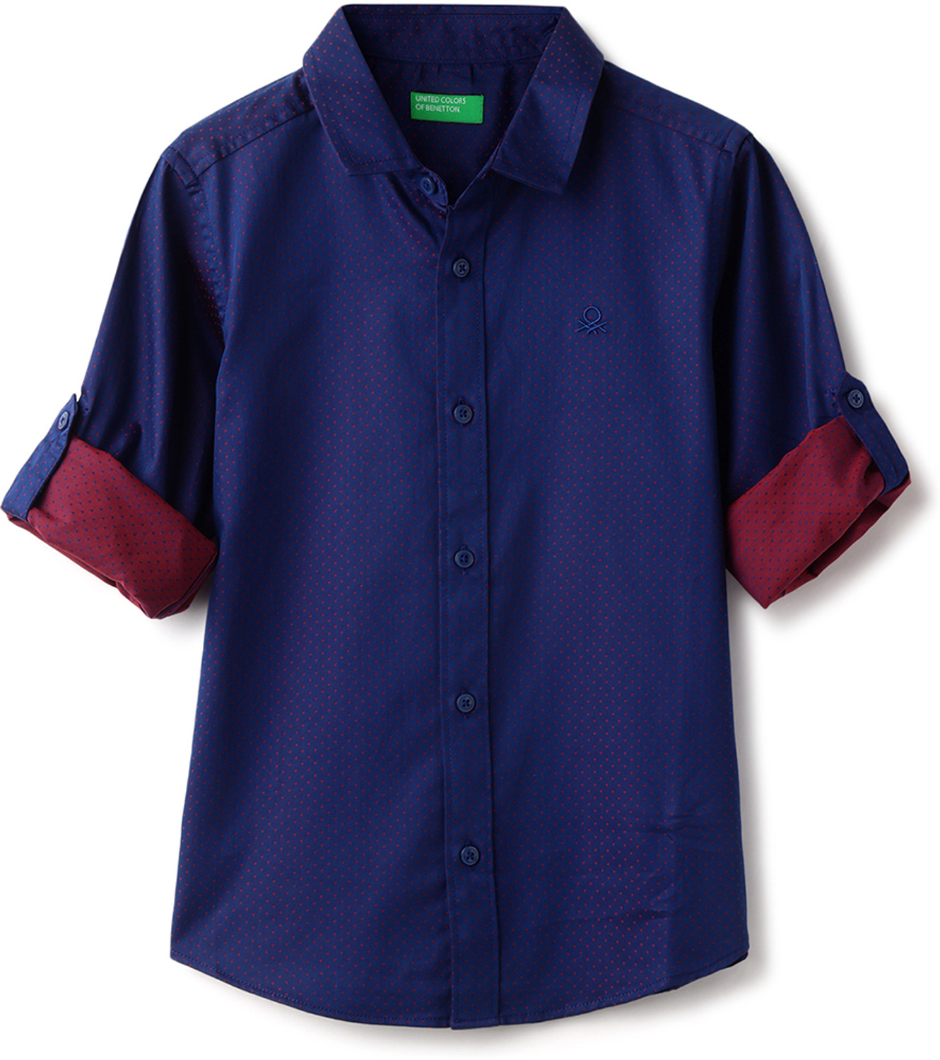 Image of United Colors of Benetton Boys Solid Casual Blue Shirt