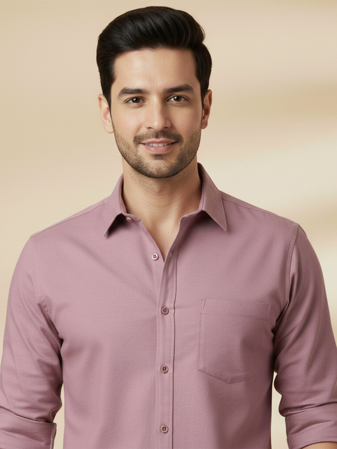Image of METRONAUT Men Solid Casual Pink Shirt