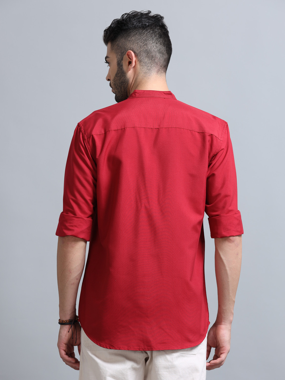 Image of Proword Men Solid Casual Red Shirt