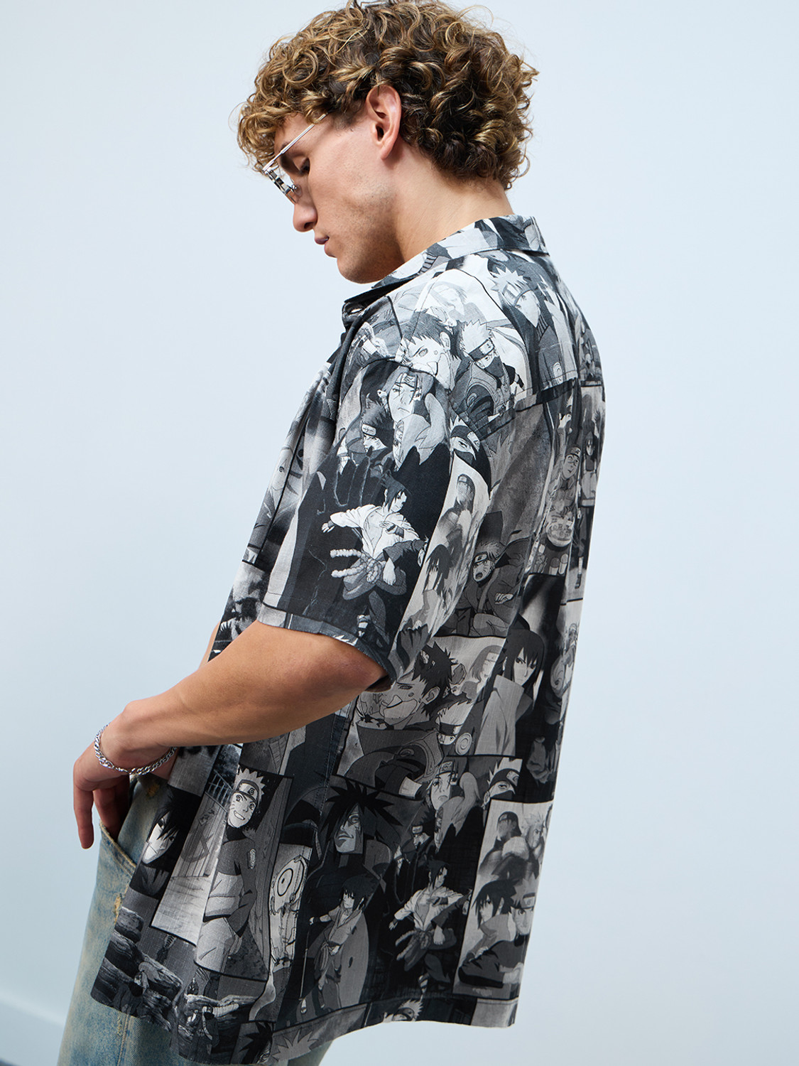 Image of The Souled Store Men Graphic Print Casual Black Shirt