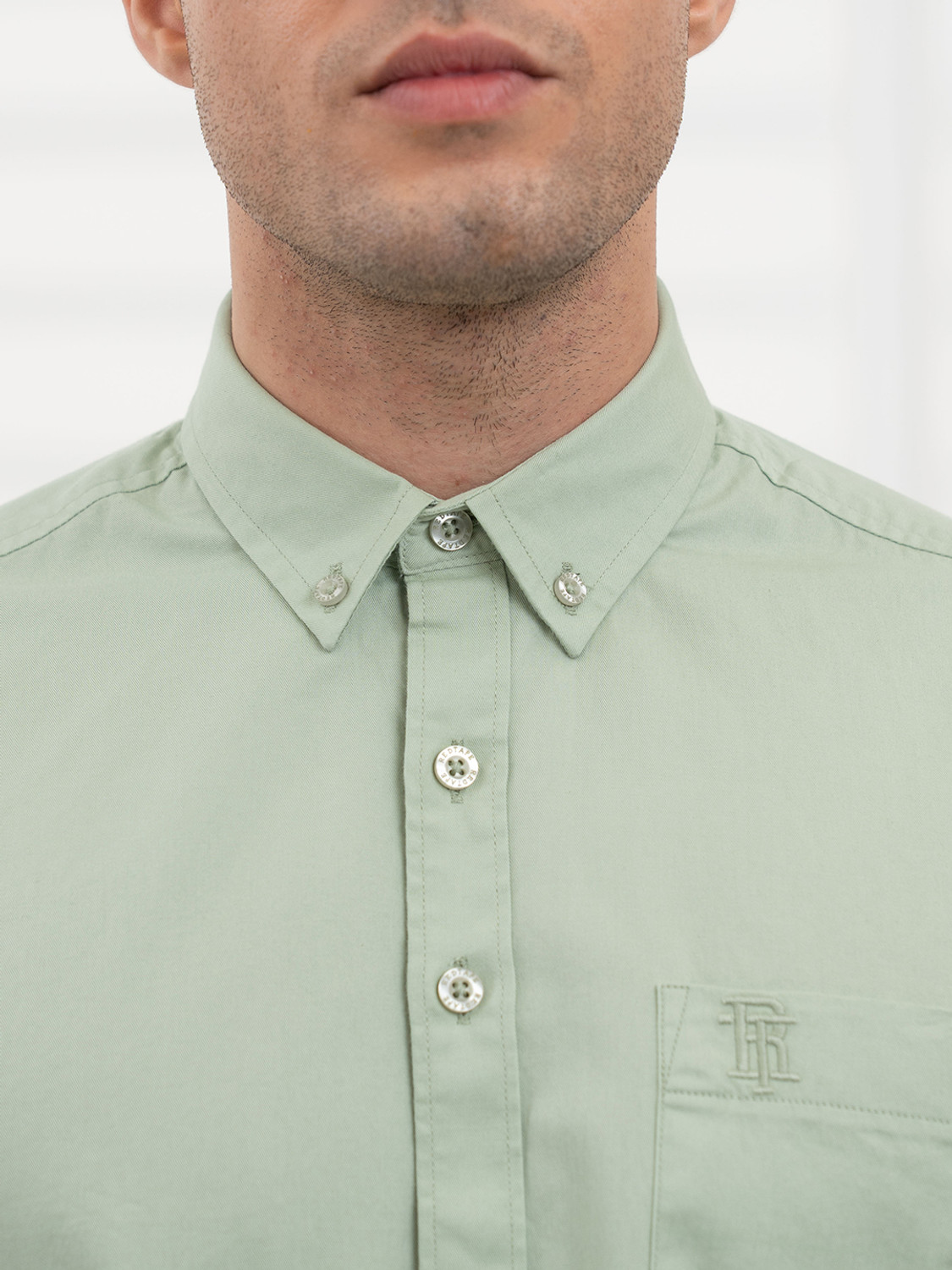 Image of RED TAPE Men Solid Casual Light Green Shirt