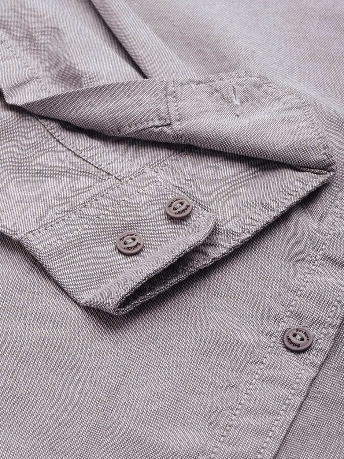 Image of Roadster Men Solid Casual Grey Shirt