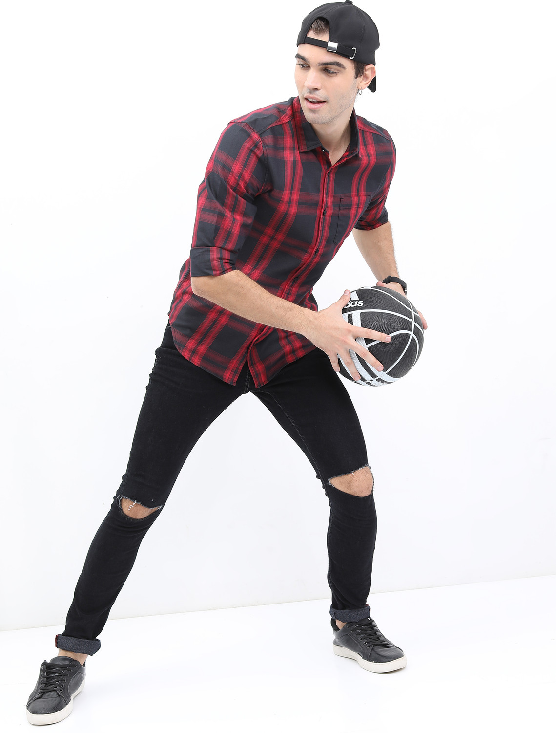 Image of KETCH Men Checkered Casual Red Shirt