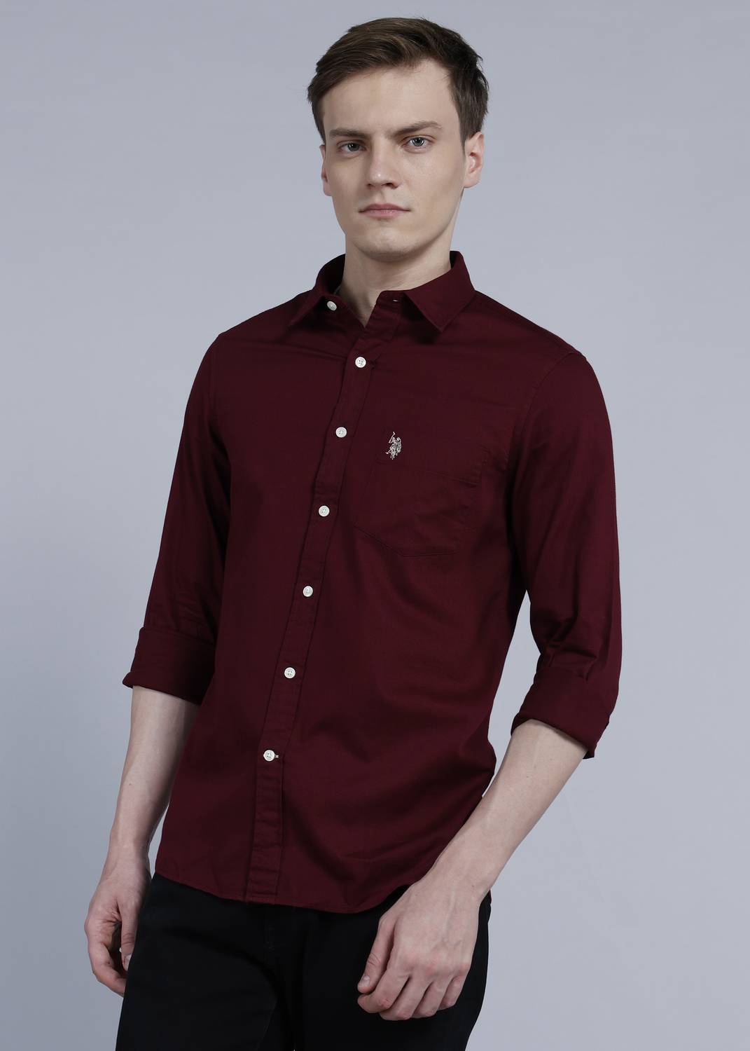 U.S. POLO ASSN. Men Solid Maroon Casual Shirt - Image 3
