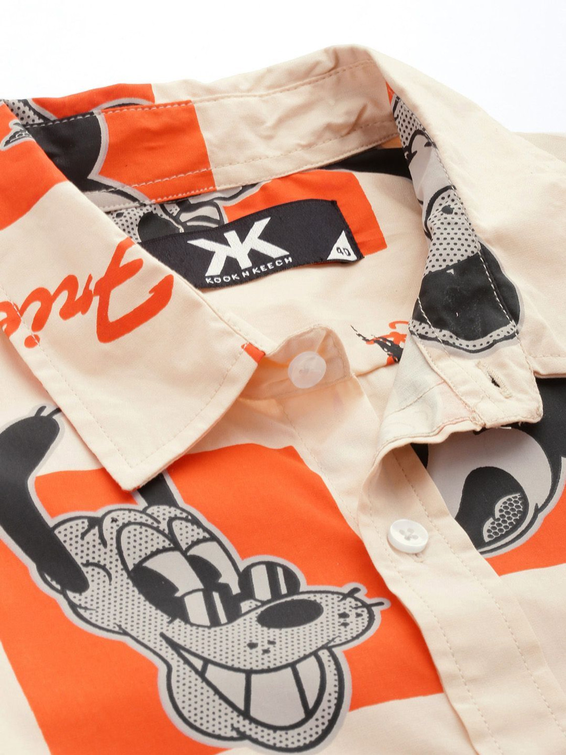 Image of Kook N Keech Disney Men Printed Casual Beige, Orange Shirt