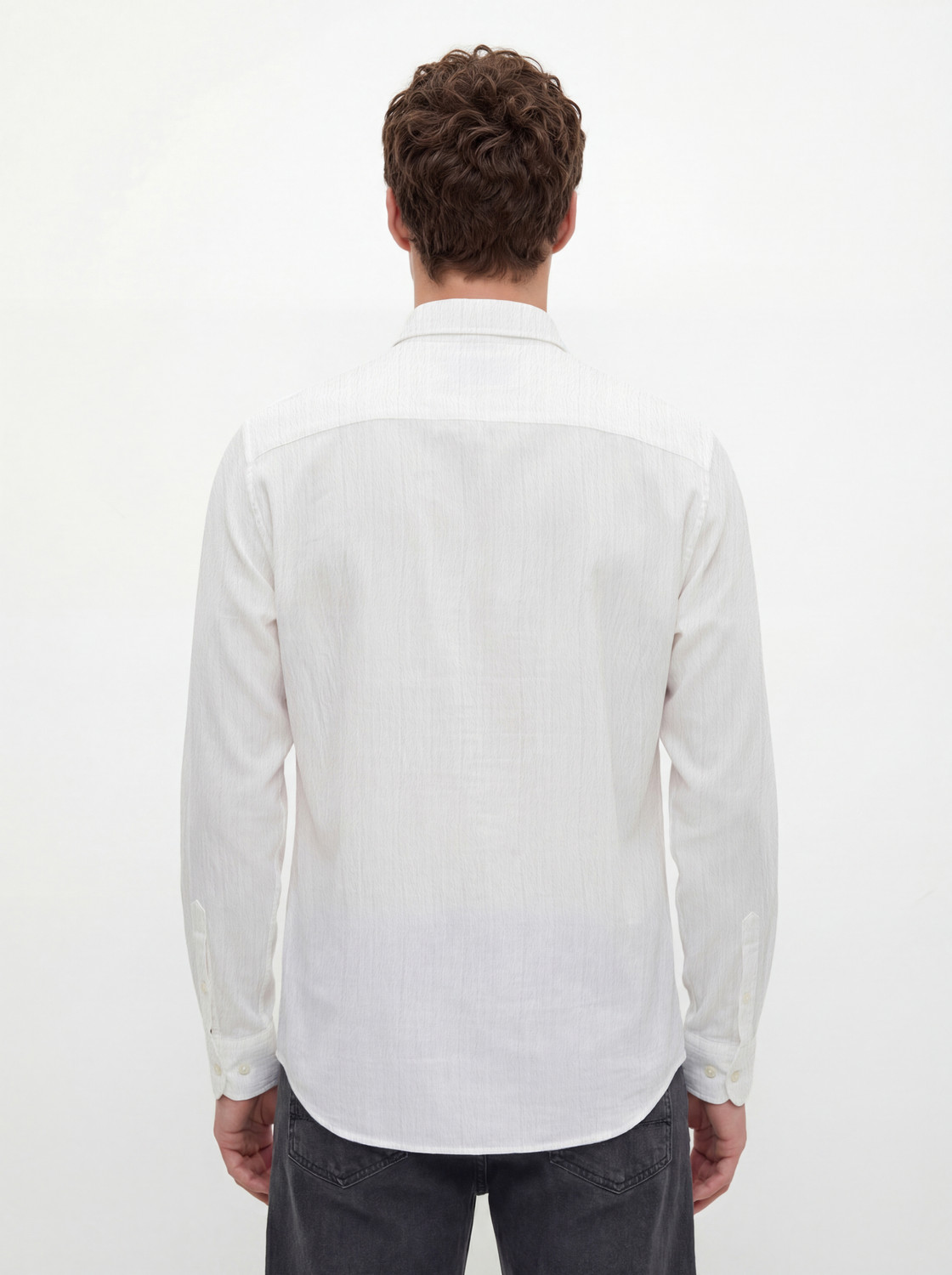 Image of Snitch Men Solid Casual White Shirt