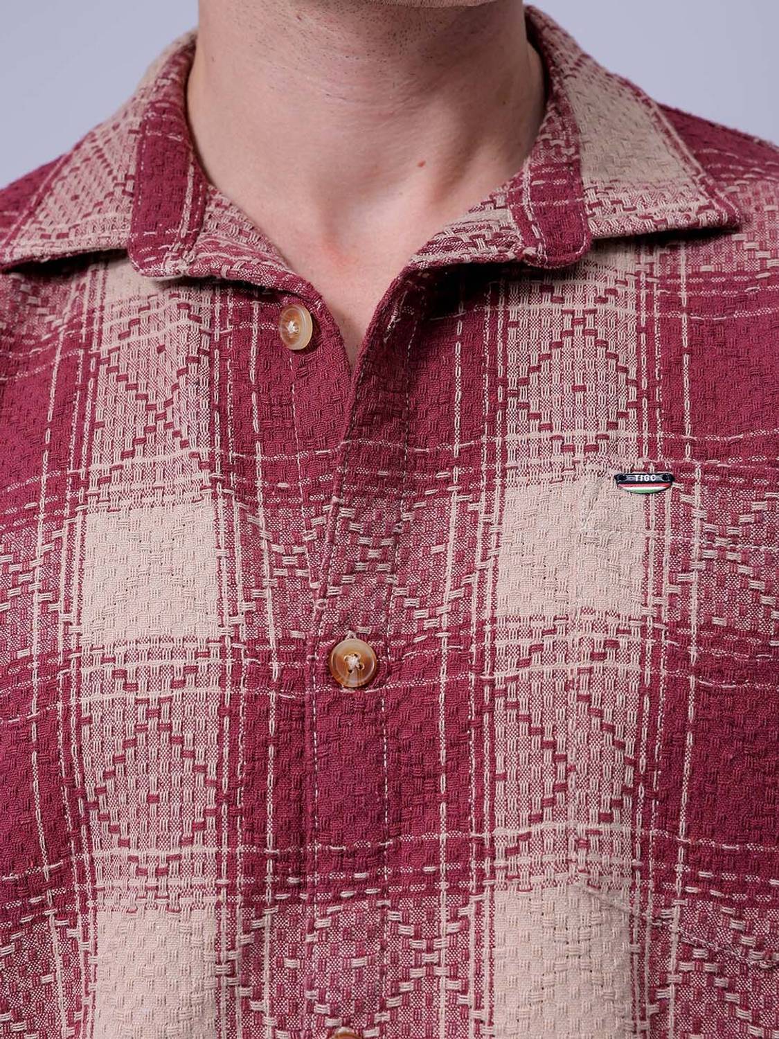 The Indian Garage Co. Men Maroon Checkered Shirt - Image 5