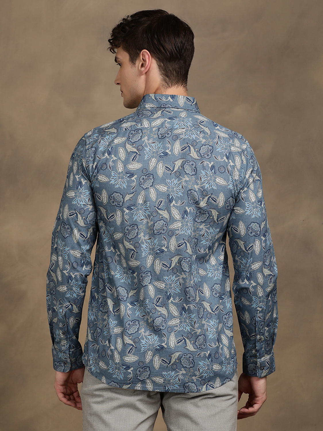 Image of TURTLE Men Printed Casual Blue Shirt
