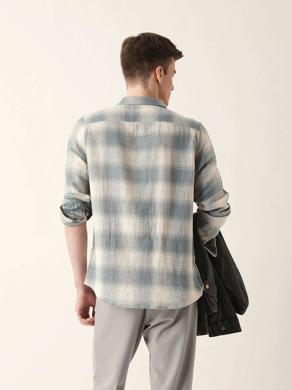 Image of THE BEAR HOUSE Men Checkered Casual Green Shirt