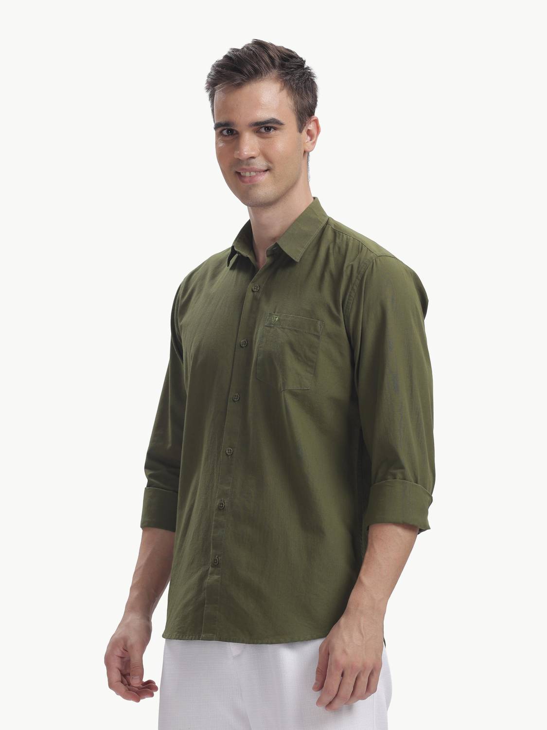BLUE SQUAD Men Solid Casual Green Shirt - Image 3