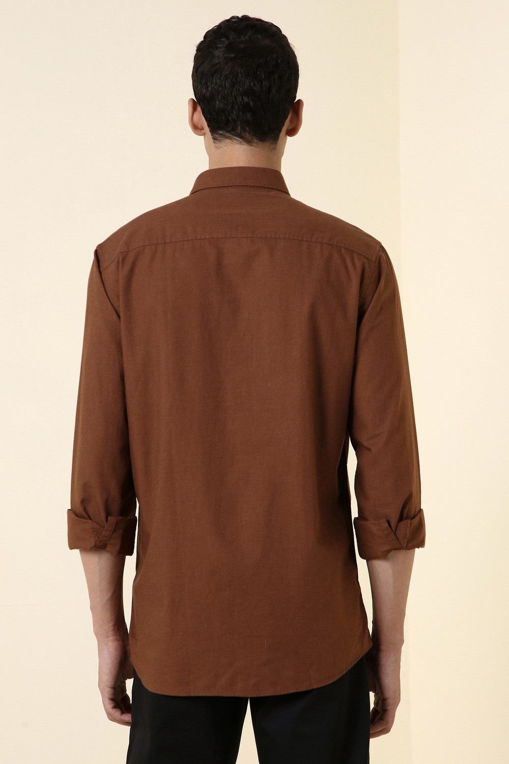 Image of Allen Solly Men Solid Casual Brown Shirt