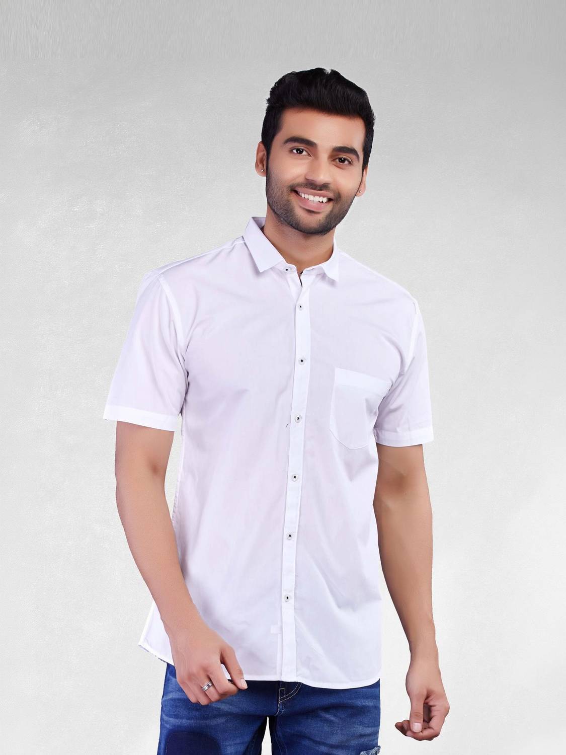 5TH ANFOLD Men Solid Casual White Shirt