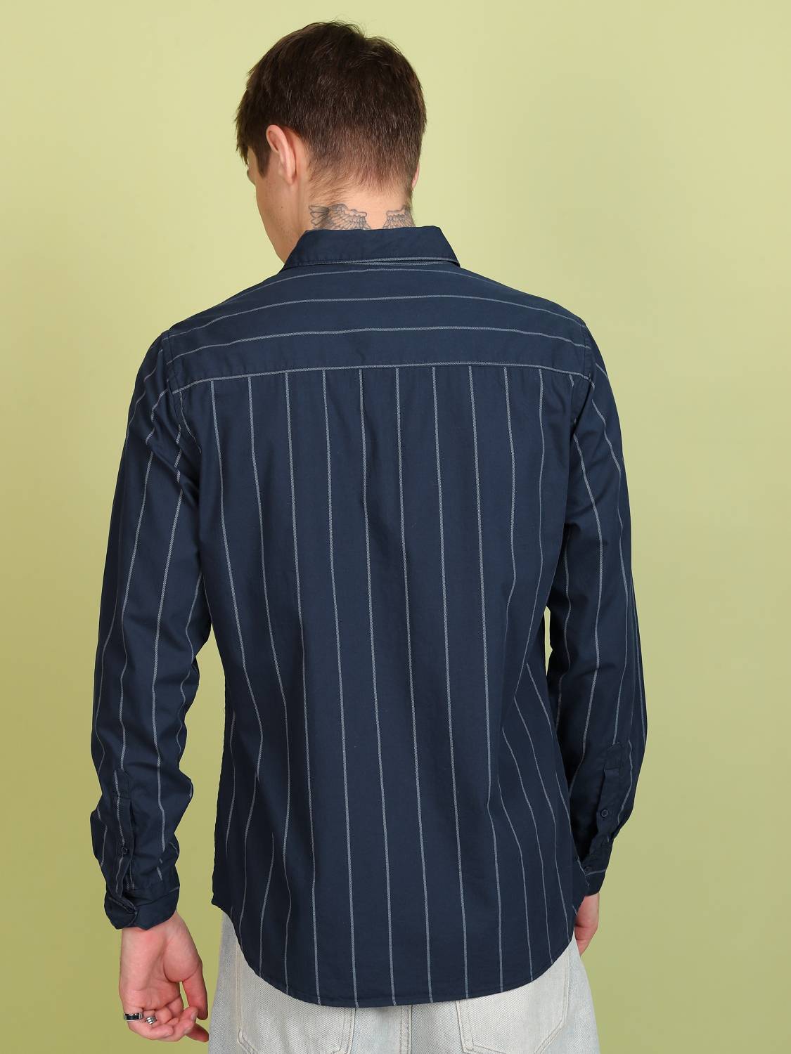 HIGHLANDER Men Striped Blue Shirt - Image 2