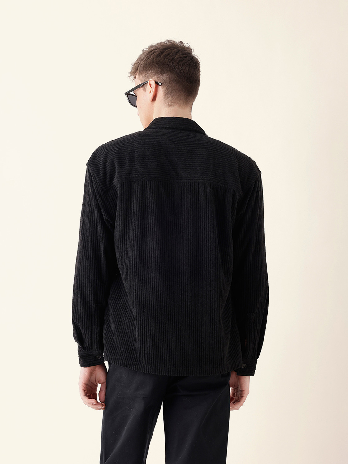 Image of THE BEAR HOUSE Men Self Design Casual Black Shirt