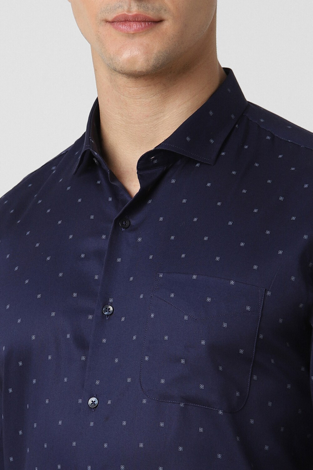 Image of PETER ENGLAND Men Printed Formal Blue Shirt