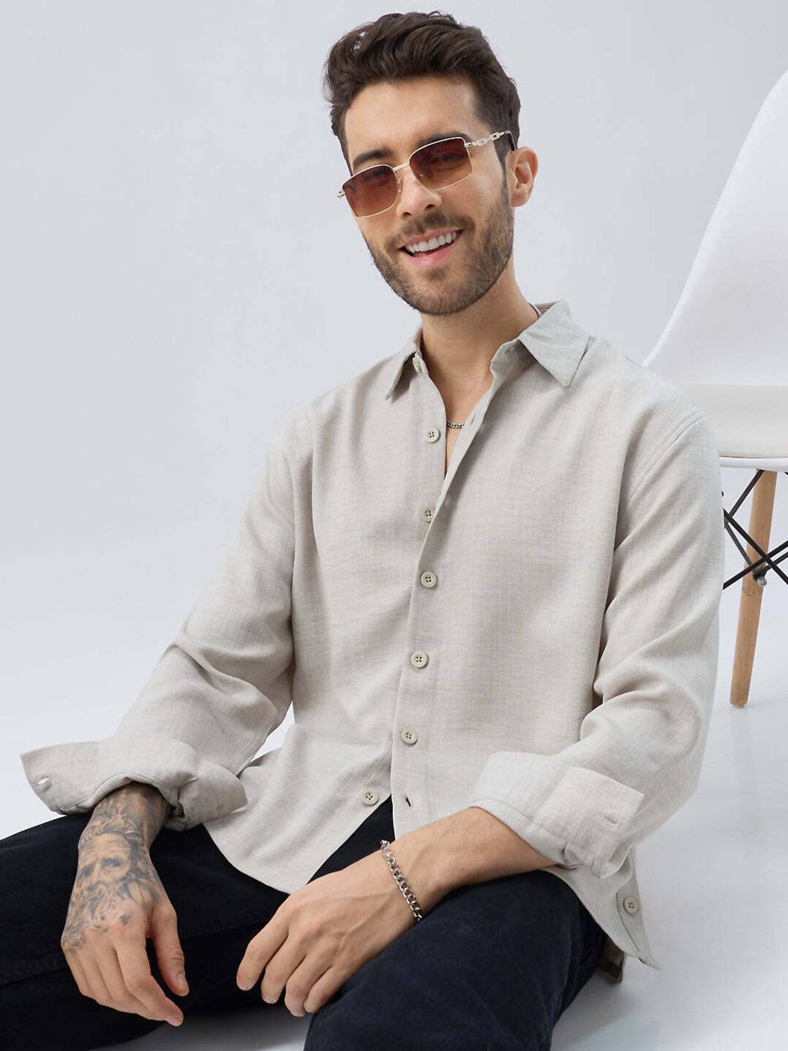 VASTRADO Men Grey Casual Shirt - Image 2