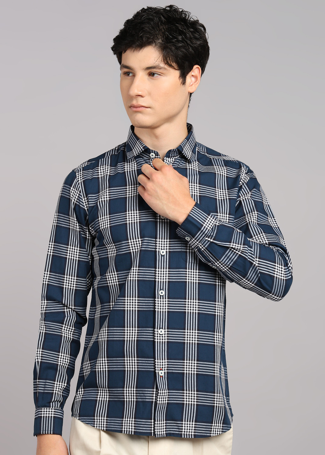 Image of KILLER Men Checkered Casual Blue Shirt