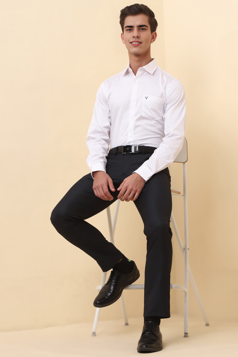 Image of Allen Solly Men Printed Casual White Shirt