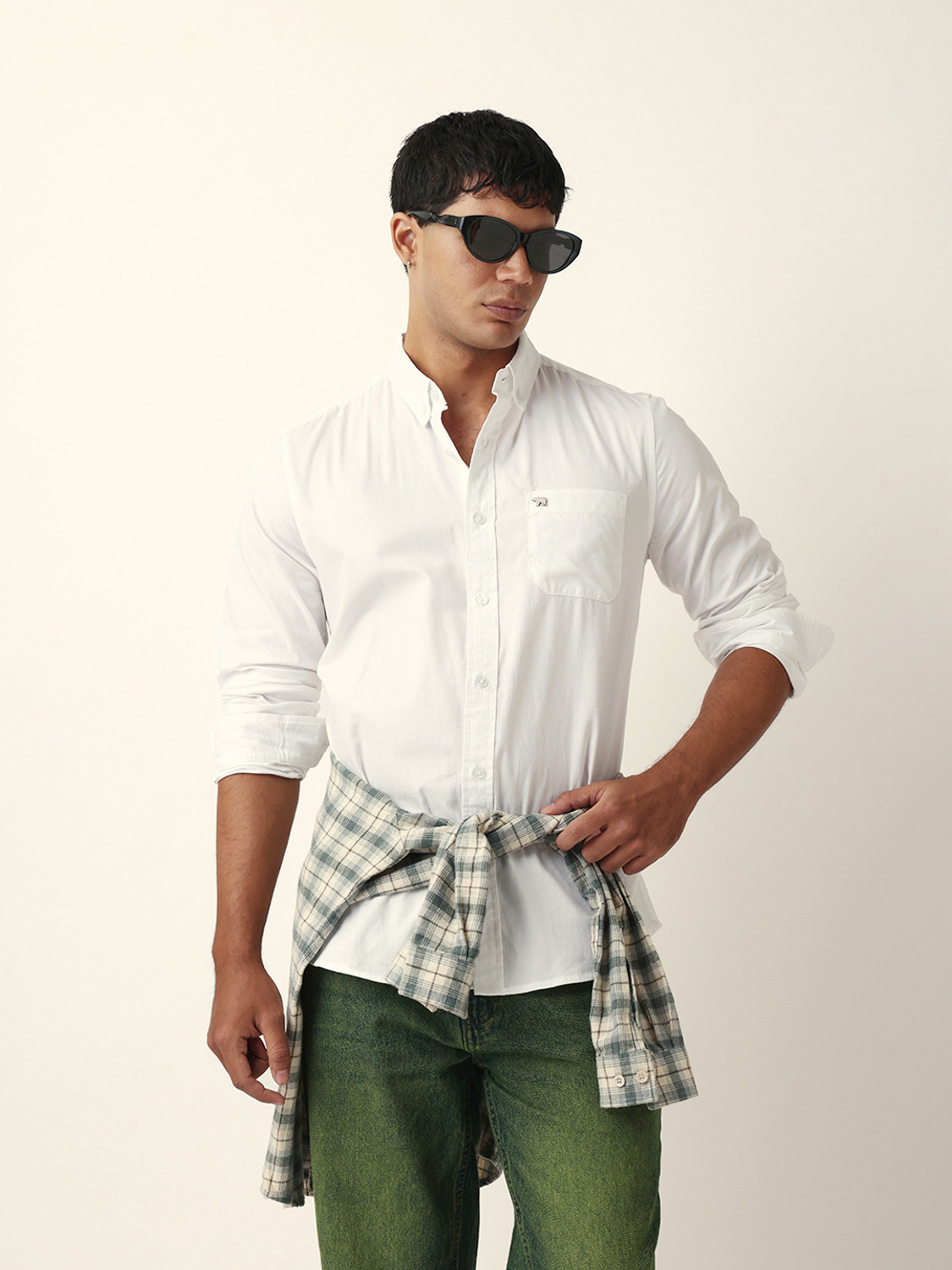 Image of THE BEAR HOUSE Men Solid Casual White Shirt