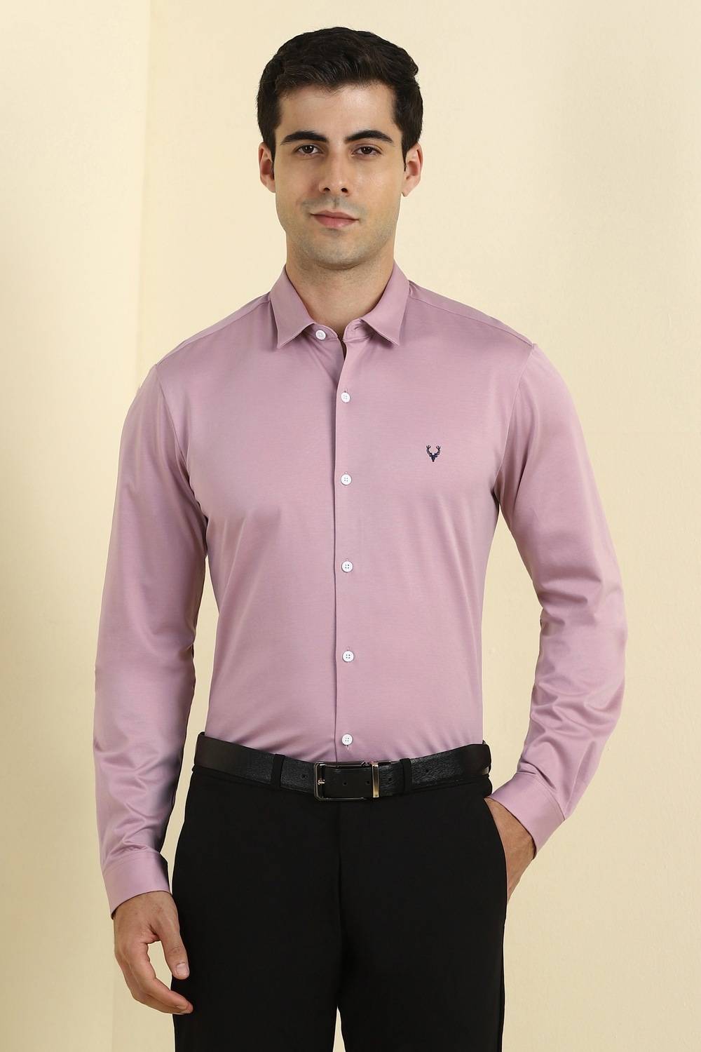 Allen Solly Men Solid Formal Pink Shirt