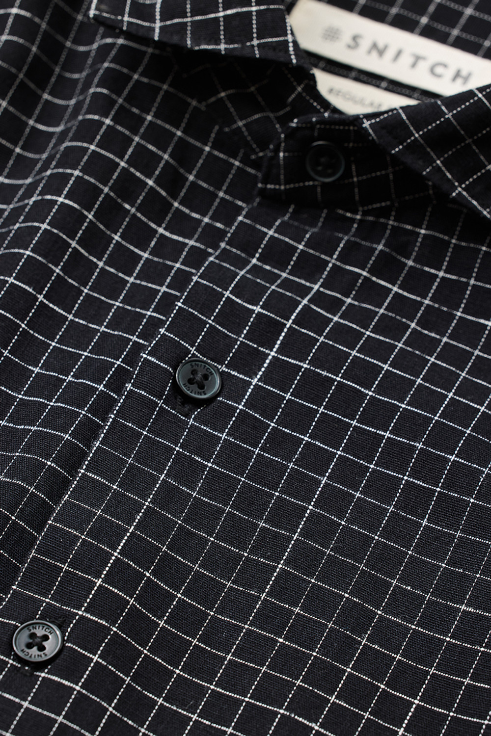 Image of Snitch Men Checkered Casual Black Shirt