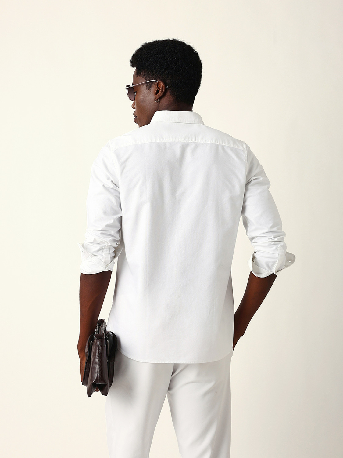Image of THE BEAR HOUSE Men Solid Casual White Shirt