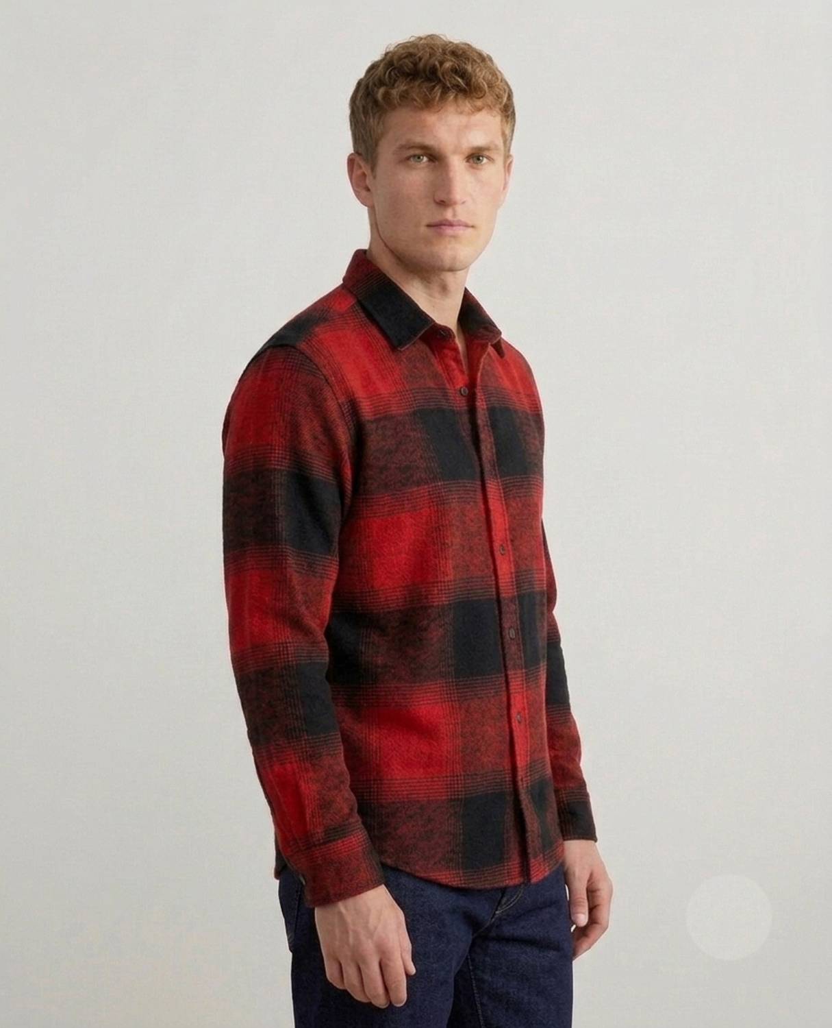 DIMMY Men Checkered Casual Red Shirt - Image 2