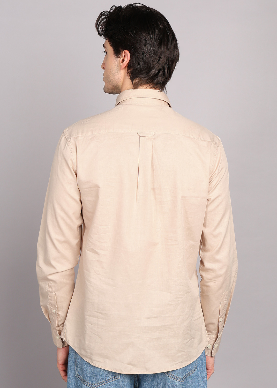 Image of U.S. POLO ASSN. Men Solid Casual Beige Shirt