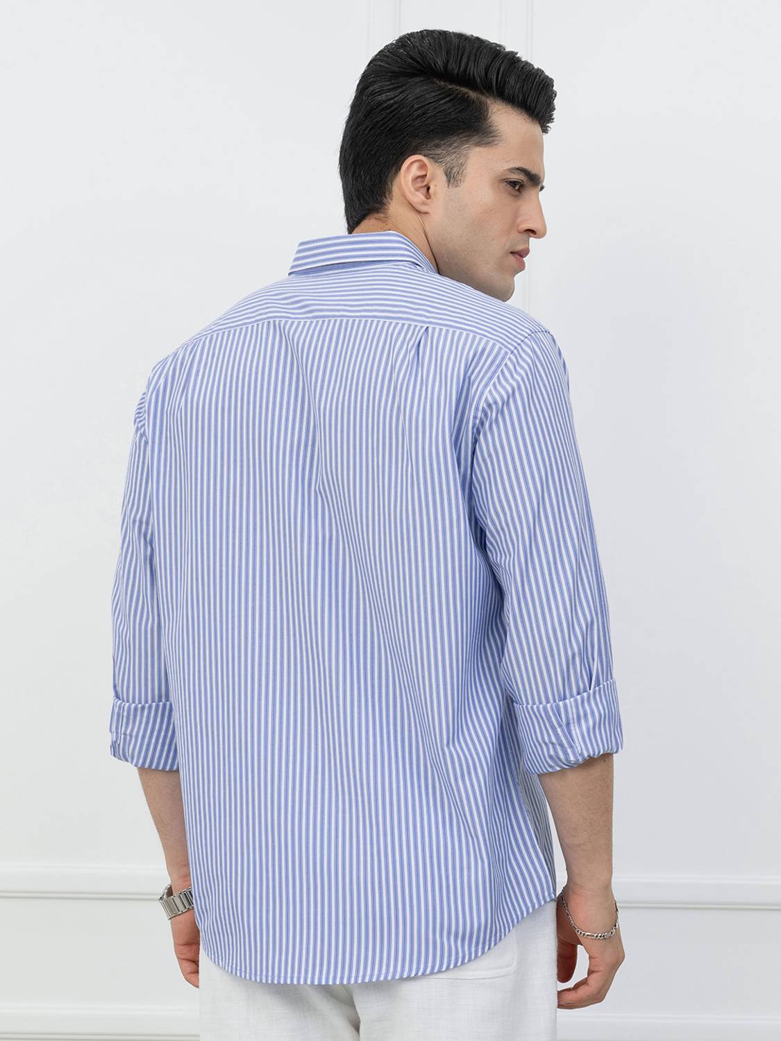 RED TAPE Men Striped Casual Blue Shirt - Image 3