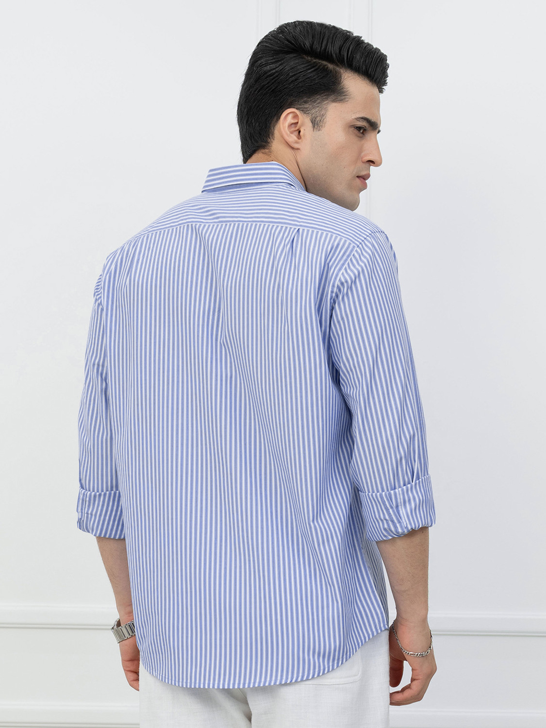 Image of RED TAPE Men Striped Casual Blue Shirt